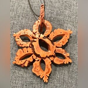Hand-carved Wooden Floral Shaped Pendant Necklace Made of Walnut Tree
